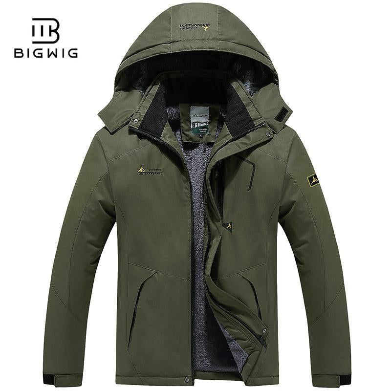 BIGWIG Men'S Waterproof Ski Snow Jacket 【Plus Size,M-6Xl】Mountain Rain Jackets Fleece Outwear with Muti Pockets Winter Coat Outdoor Clothing Windbreaker Fits