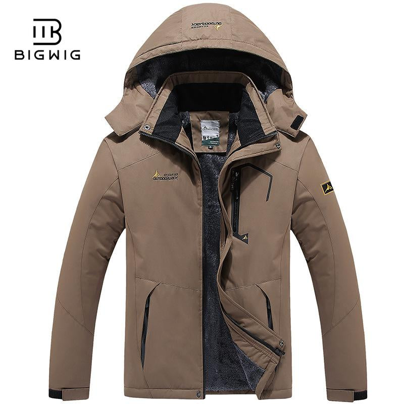 BIGWIG Men'S Waterproof Ski Snow Jacket 【Plus Size,M-6Xl】Mountain Rain Jackets Fleece Outwear with Muti Pockets Winter Coat Outdoor Clothing Windbreaker Fits