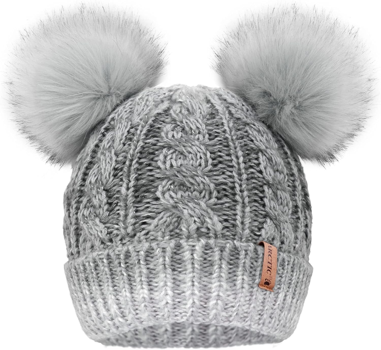 Pom Pom Beanie Cable Knit Fleece Lined Winter Beanie Women Hat