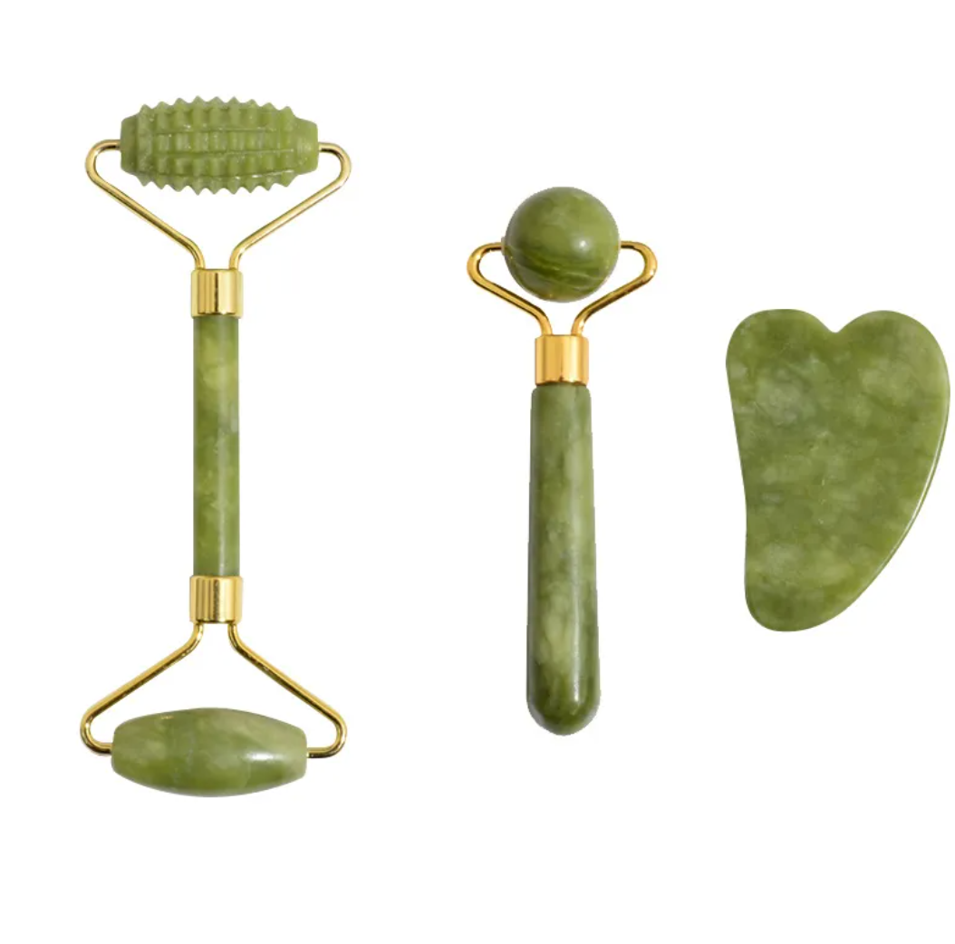 3-in-1 Jade Face Roller Set