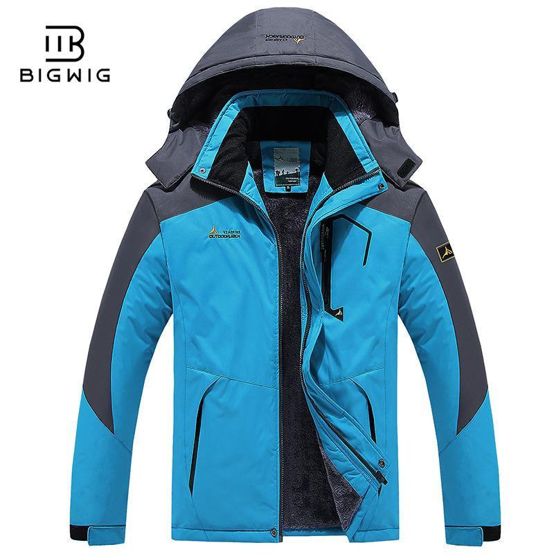 BIGWIG Men'S Waterproof Ski Snow Jacket 【Plus Size,M-6Xl】Mountain Rain Jackets Fleece Outwear with Muti Pockets Winter Coat Outdoor Clothing Windbreaker Fits