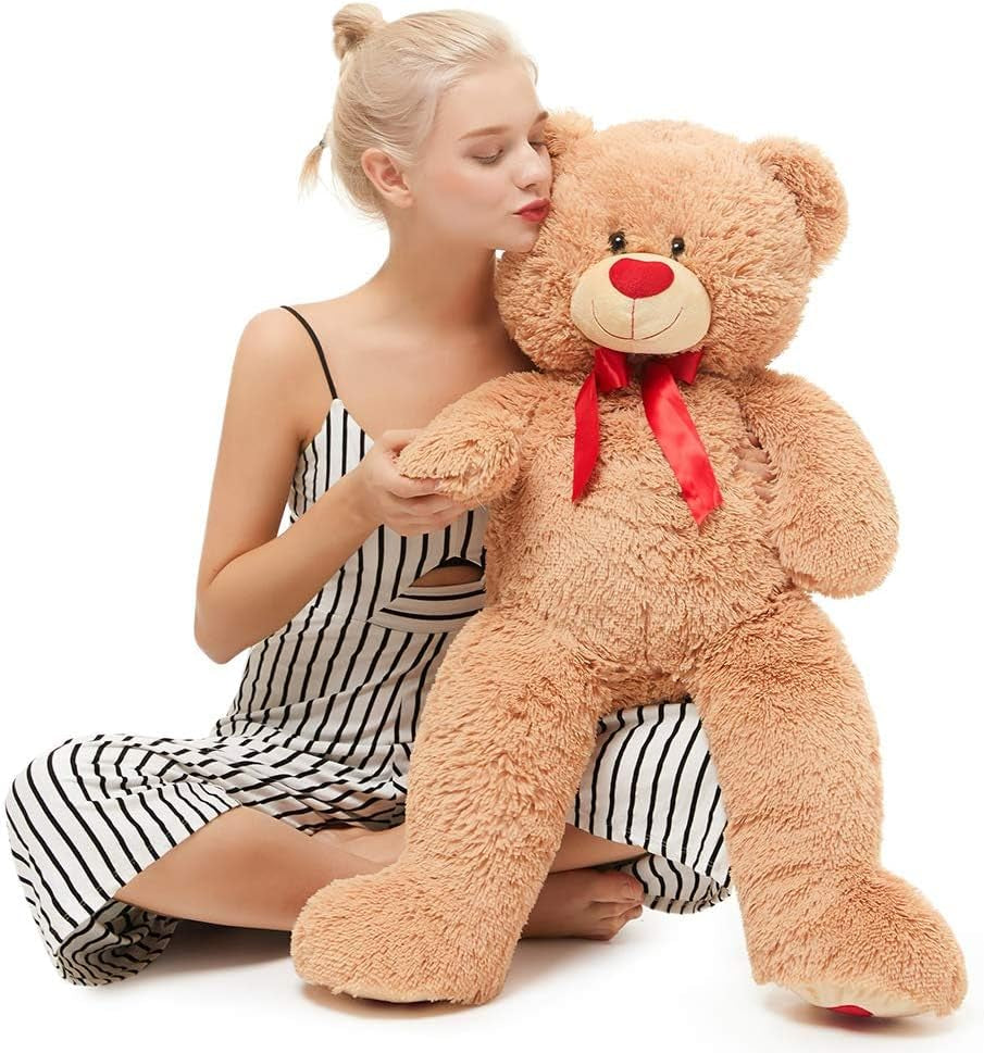 Love Heart Giant Teddy Bear, 36Inch Big Love Bears with Bow Tie, Large Stuffed Animals for Girlfriend, Boyfriend, Brown