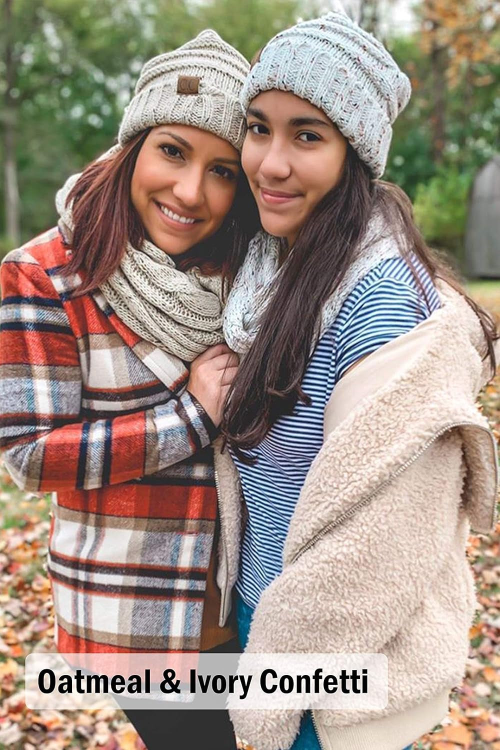 Slouchy Beanie & Infinity Scarf Gift Set – Matching Winter Accessories Sets for Women, Oversized Hat and Scarves