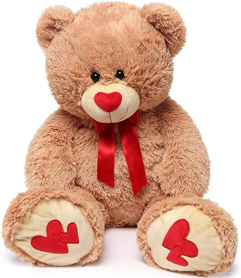 Love Heart Giant Teddy Bear, 36Inch Big Love Bears with Bow Tie, Large Stuffed Animals for Girlfriend, Boyfriend, Brown