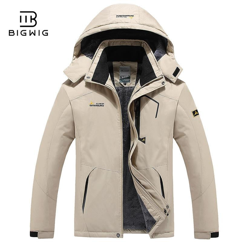 BIGWIG Men'S Waterproof Ski Snow Jacket 【Plus Size,M-6Xl】Mountain Rain Jackets Fleece Outwear with Muti Pockets Winter Coat Outdoor Clothing Windbreaker Fits