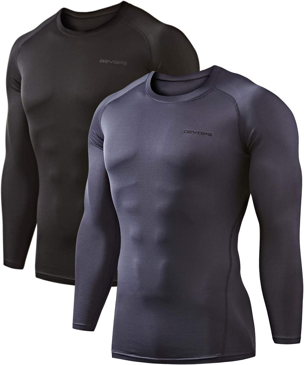 2 Pack Men'S Thermal Long Sleeve Compression Shirts