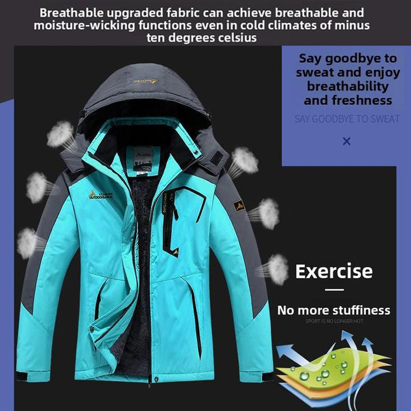 BIGWIG Men'S Waterproof Ski Snow Jacket 【Plus Size,M-6Xl】Mountain Rain Jackets Fleece Outwear with Muti Pockets Winter Coat Outdoor Clothing Windbreaker Fits