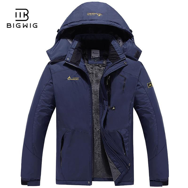 BIGWIG Men'S Waterproof Ski Snow Jacket 【Plus Size,M-6Xl】Mountain Rain Jackets Fleece Outwear with Muti Pockets Winter Coat Outdoor Clothing Windbreaker Fits