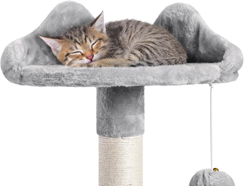 70 Inches Stable Cat Tree with Padded Platform, Replaceable Dangling Balls, Hammock, Basket and Condo, Cat Tower Furniture for Kittens, Cats and Pets