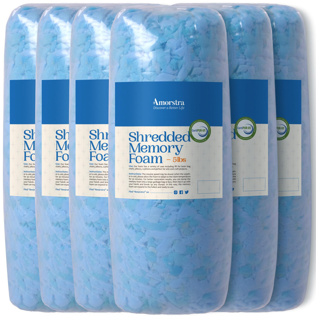 Amorstra Bean Bag Filler 30lbs Bean Bag Filling Pillow Refill Shredded Memory Foam Filling Material for Pouf Ottoman Couch Cushion Dog Bed Stuffed Animals and Art Crafts - Blue