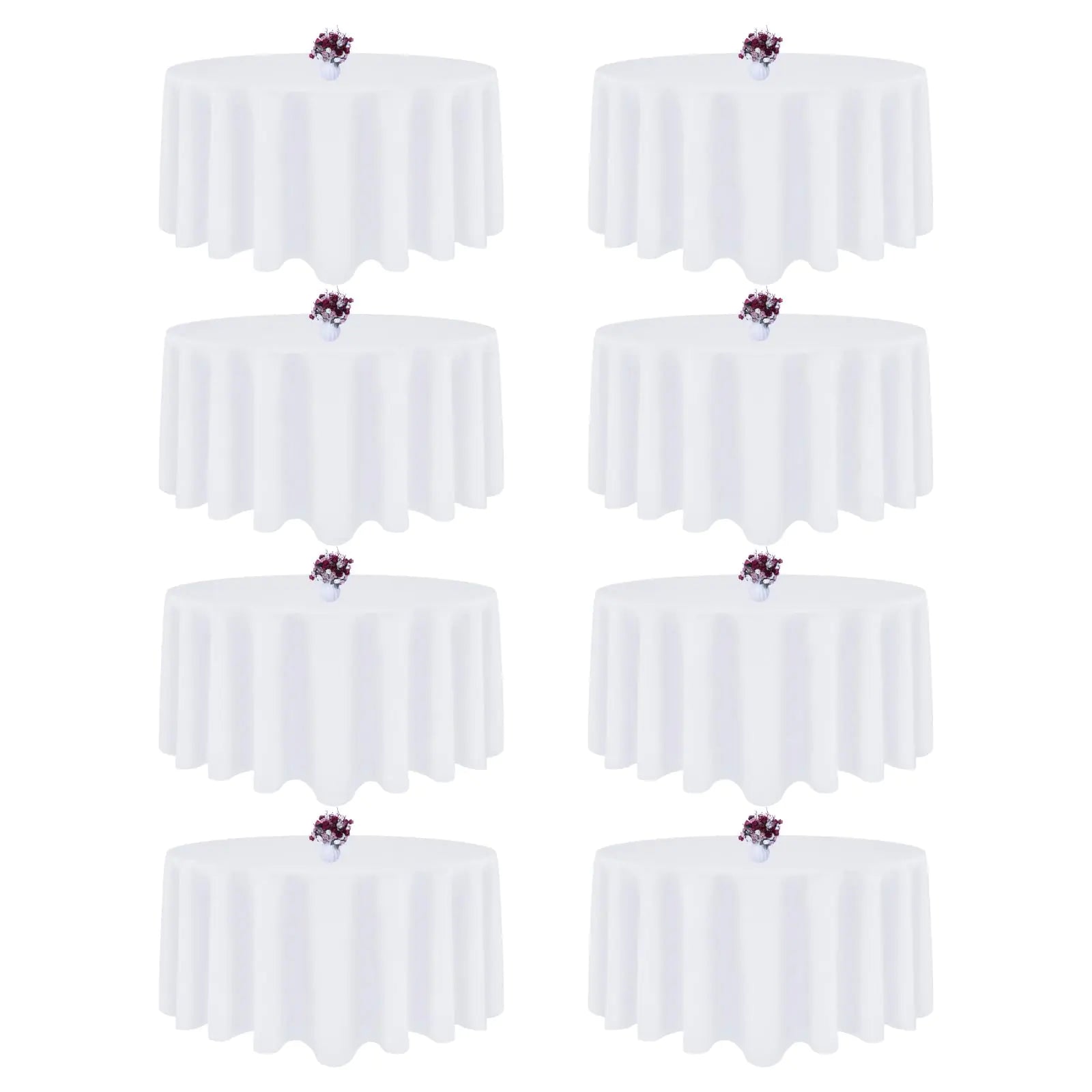 8 Packs Round Tablecloth 120 Inch White Round Table Cloth Washable Polyester Fabric Tablecloths Wrinkle Resistant Table Cloth Round Cover for Wedding Party Banquet Dining