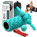 CINDALOG 5 in 1 Foam Roller Set - Trigger Point Foam Back Roller Muscle Roller Stick Massage Ball Stretching Band for Deep Muscle Massage Pilates YogaFitness Exercise for Whole Body Release