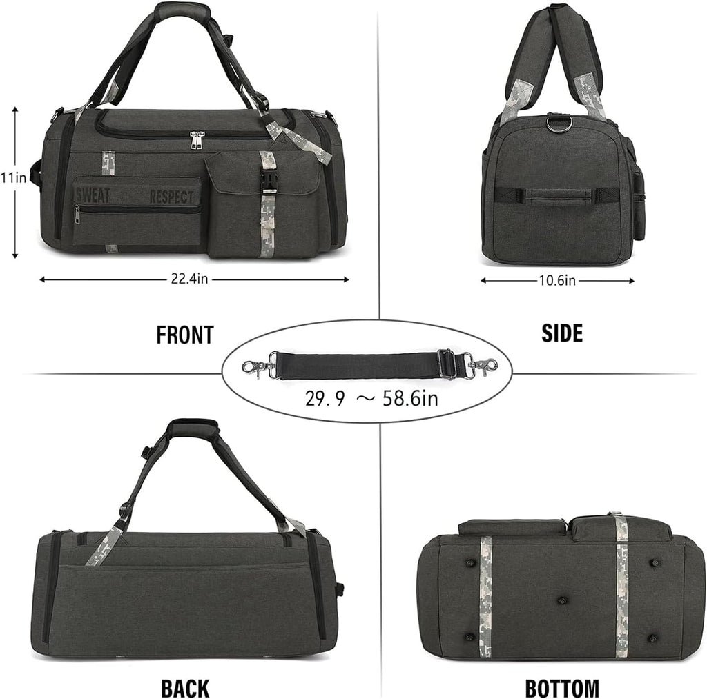 Gym Bags for Men Gym Duffle Bag Backpack 3-Way Sports Duffel Bags for Men with Shoe Compartment & Wet Pocket