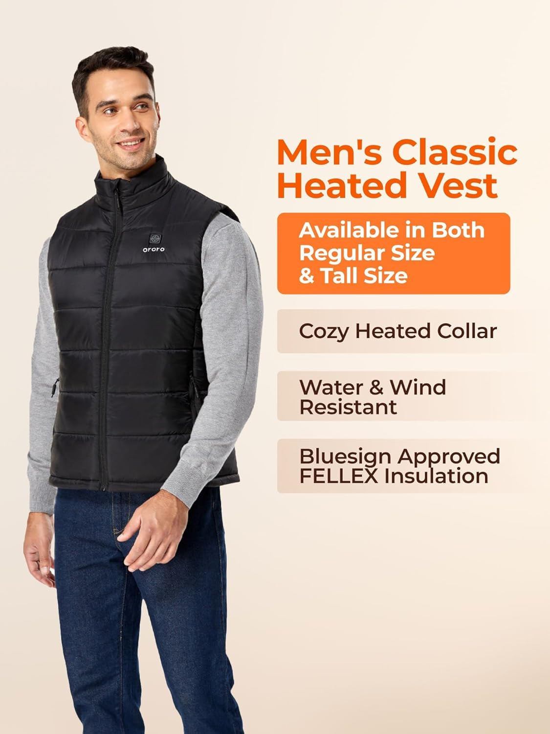 Men'S Lightweight Heated Vest with USB-C Rechargeable Battery, Puffer Classic Heating Vest