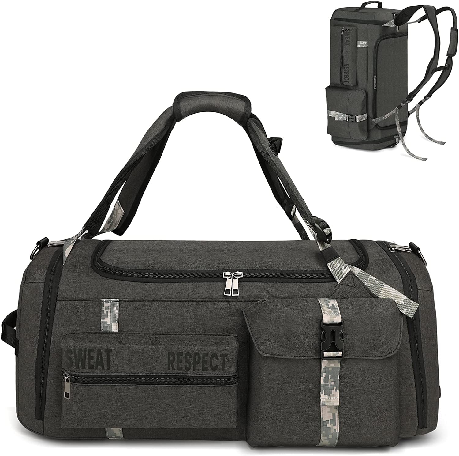 Gym Bags for Men Gym Duffle Bag Backpack 3-Way Sports Duffel Bags for Men with Shoe Compartment & Wet Pocket