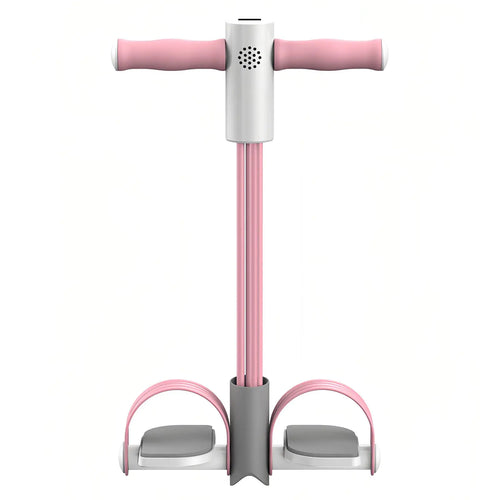 Adorila Multifunction Tension Rope Fitness 4-Tube Elastic Pedal Puller Resistance Rope Pedal Resistance Band for Abdomen Waist Arm Leg Stretching (Pink)