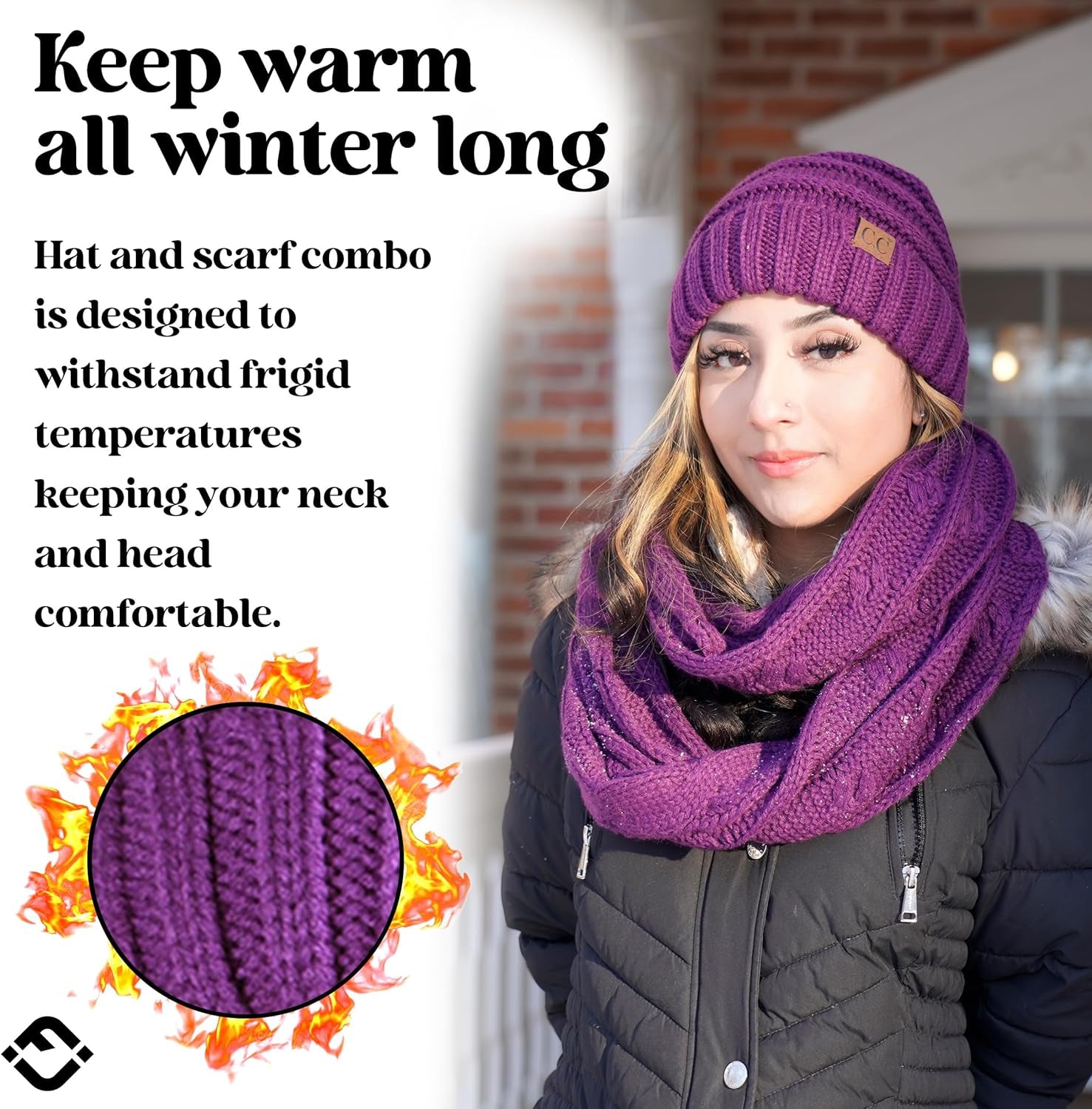 Slouchy Beanie & Infinity Scarf Gift Set – Matching Winter Accessories Sets for Women, Oversized Hat and Scarves
