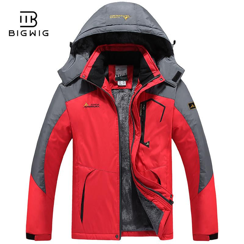 BIGWIG Men'S Waterproof Ski Snow Jacket 【Plus Size,M-6Xl】Mountain Rain Jackets Fleece Outwear with Muti Pockets Winter Coat Outdoor Clothing Windbreaker Fits