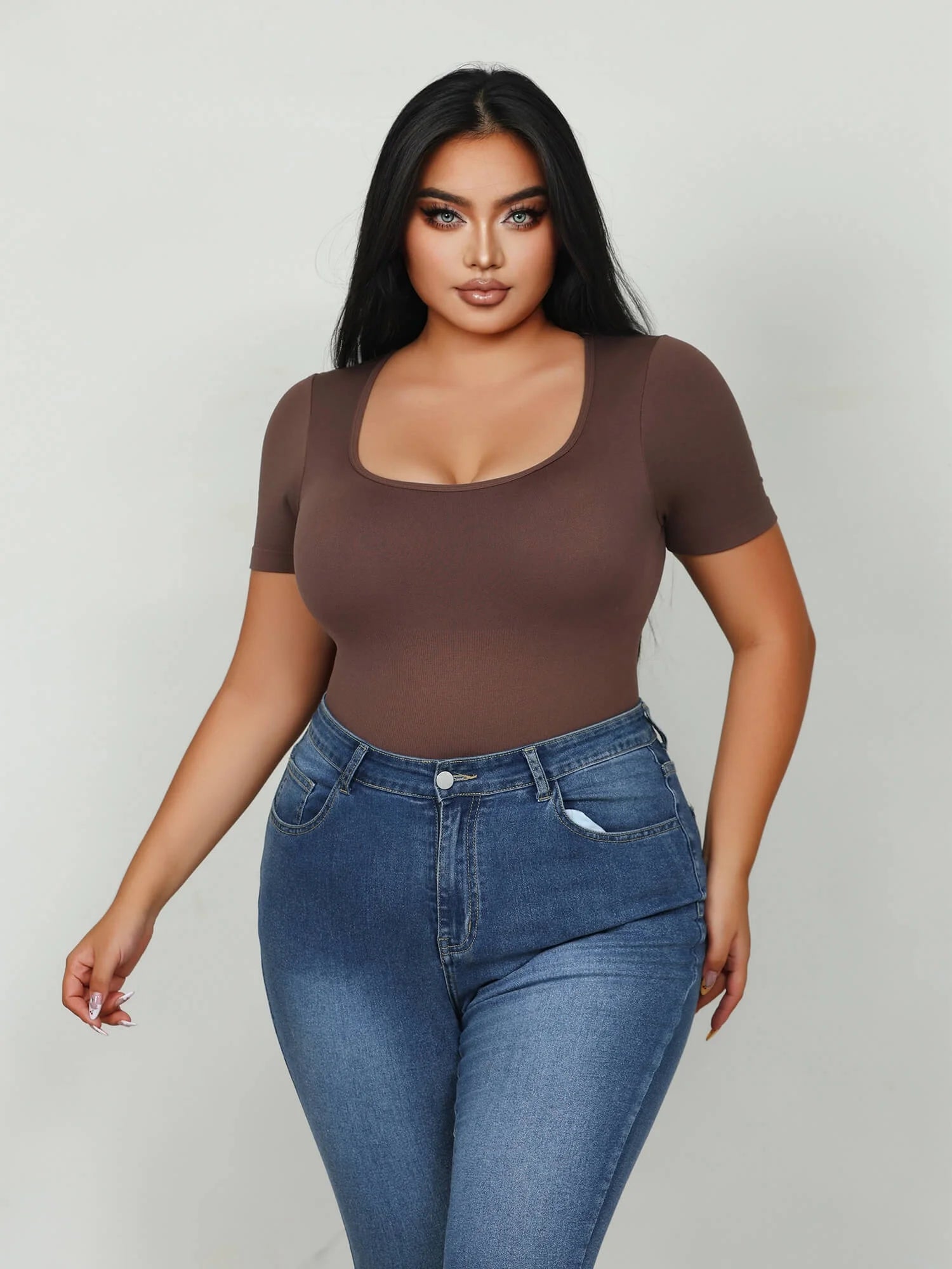 Bodysuits for Women - Body Shaper Tummy Control Bodysuit, Shapewear Bodysuits for Women,Square Neck plus Size