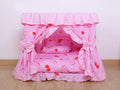 Kolachic Princess Pink Strawberry Pet Dog Cat Handmade Bed House+1 Candy Pillow Canopy (M)