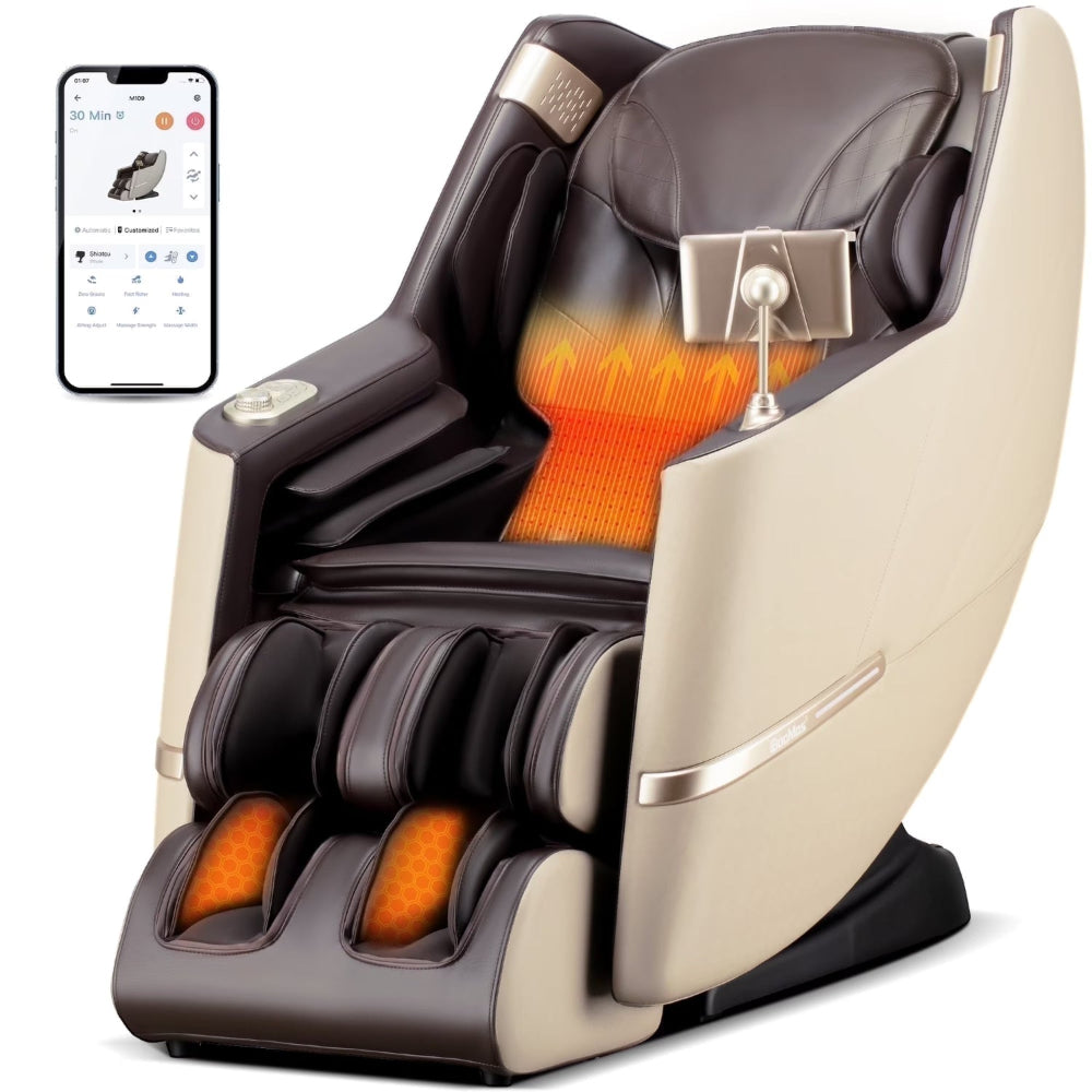 4D Massage Chair Full Body Zero Gravity, Massage Chairs and Recliners with Heated, SL Track, Bluetooth, APP Controller(Beige)