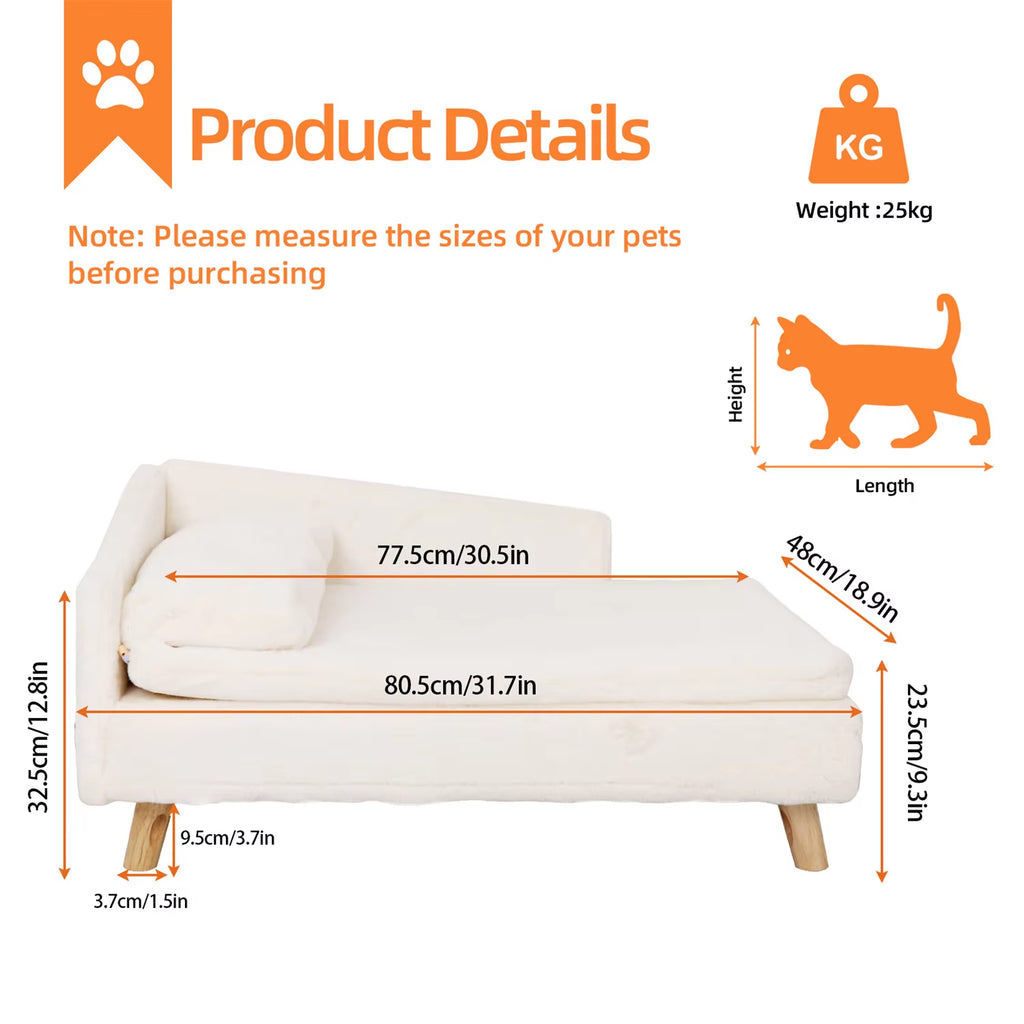 Waterproof Pet Sofa Dog Cat Bed Couch Raised Chair Lounger Plush Cover Cushion