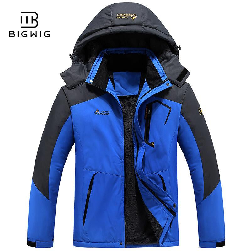 BIGWIG Men'S Waterproof Ski Snow Jacket 【Plus Size,M-6Xl】Mountain Rain Jackets Fleece Outwear with Muti Pockets Winter Coat Outdoor Clothing Windbreaker Fits