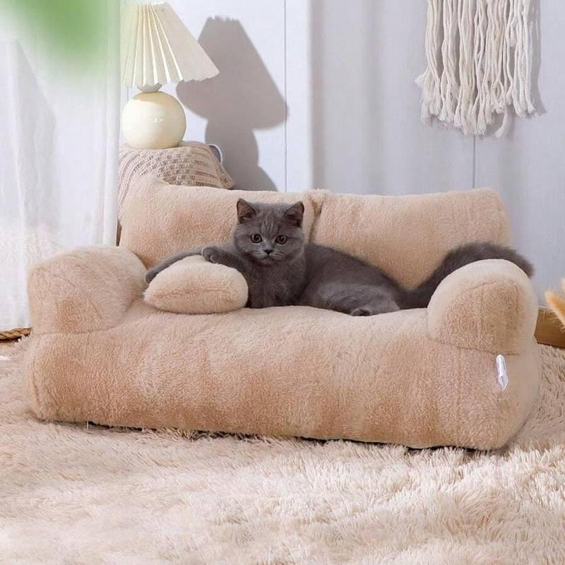 Plush Sofa Bed for Dogs Calming Pet Sofa Washable Cat Beds for Medium Small Dogs Cats Memory Foam Removable Washable Pet Sof with Non Slip Bottom