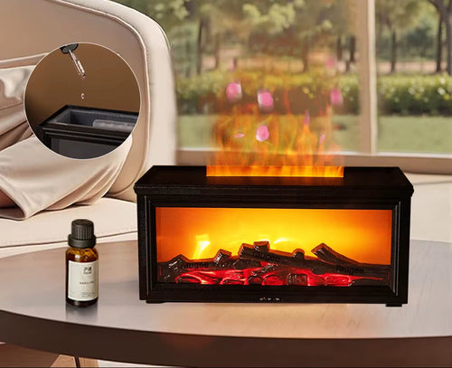 Aroma Air Humidifier Flame Fireplace Essential Oil Diffuser Desktop USB Cool Mist Maker Ultrasonic Aroma Diffuser with Remote