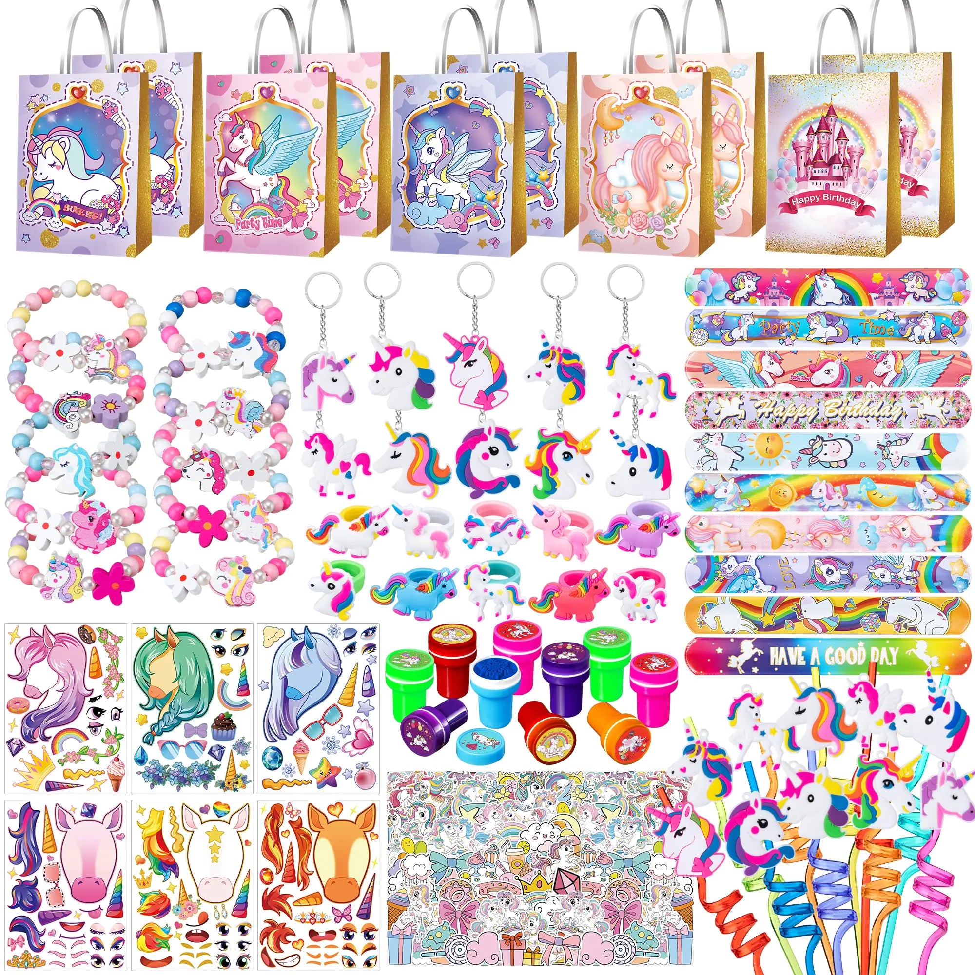 KULUJIA 132 Pcs Party Favors Birthday Supplies Girls Bags Goodie Bag Stuffers Filler Party Supplies