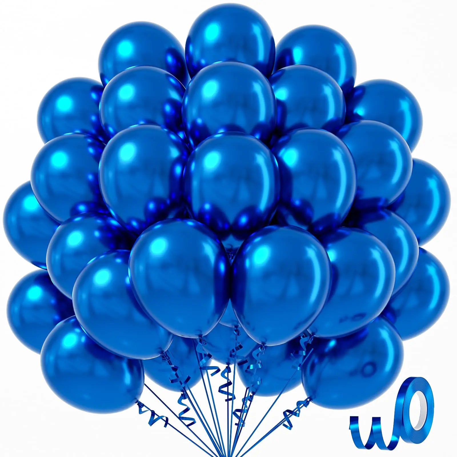 Awenztech Metallic Blue Balloons 12 inch Chrome Blue Latex Balloons 50pcs Party Balloons for Graduation Christening Baby Shower Birthday Party Decorations