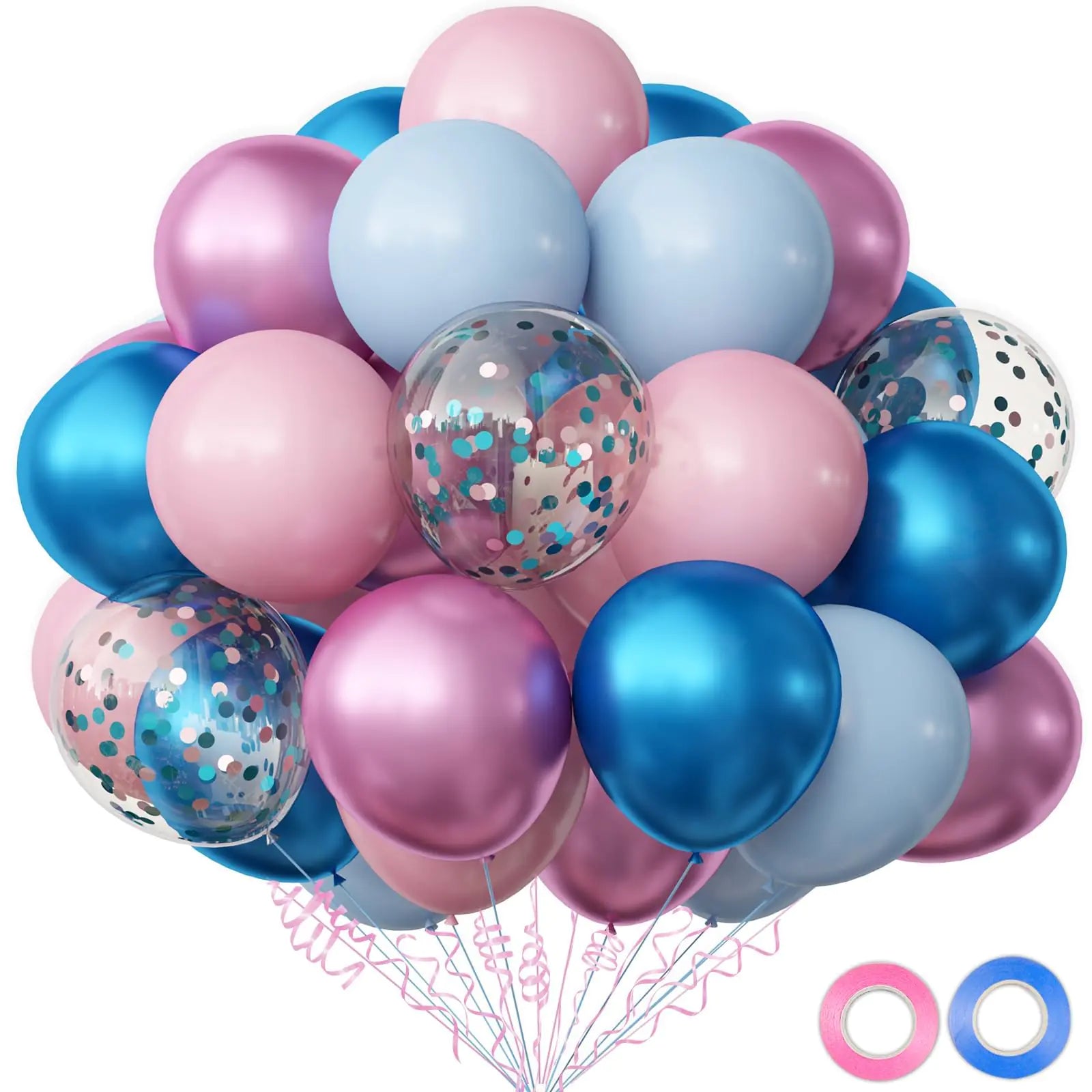 OuMuaMua Gender Reveal Decorations Balloons Set 62Pcs Pink and Blue Balloons for Boys or Girls Gender Reveal Baby Shower Birthday Party Decorations 12 Inch