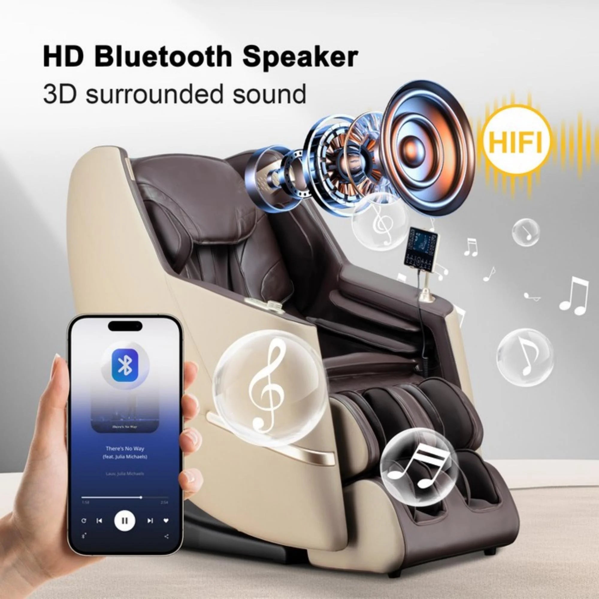 4D Massage Chair Full Body Zero Gravity, Massage Chairs and Recliners with Heated, SL Track, Bluetooth, APP Controller(Beige)