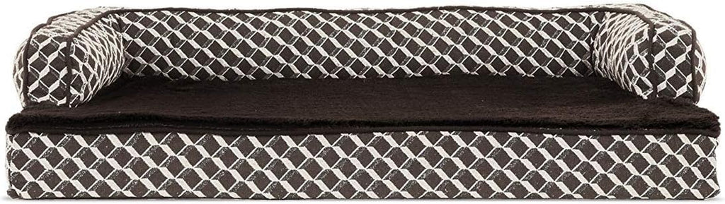 Orthopedic Dog Bed for Medium/Small Dogs W/ Removable Bolsters & Washable Cover, for Dogs up to 35 Lbs - Plush & Woven Decor Comfy Couch Sofa - Diamond Brown, Medium