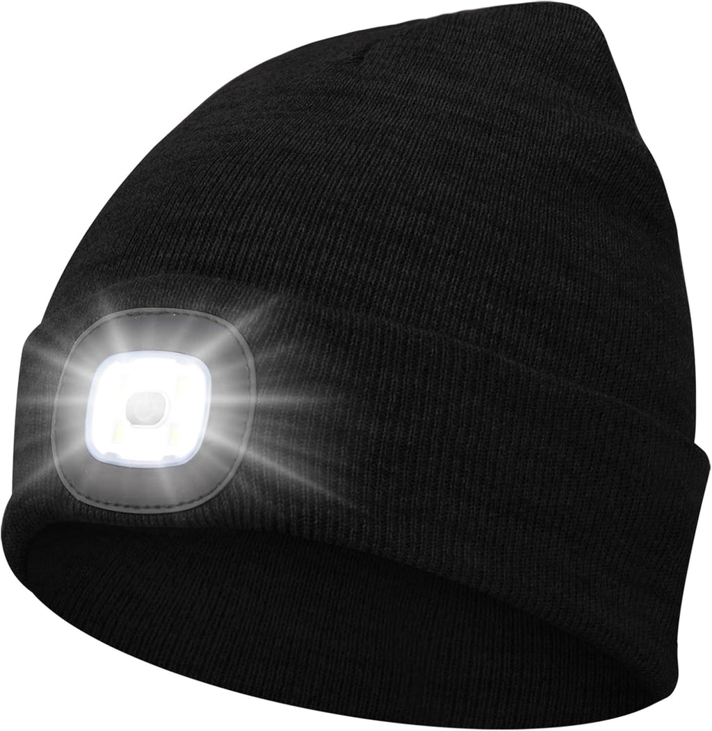 Beanie Hat with Light Winter Knit Lighted Headlight Hats USB Rechargeable