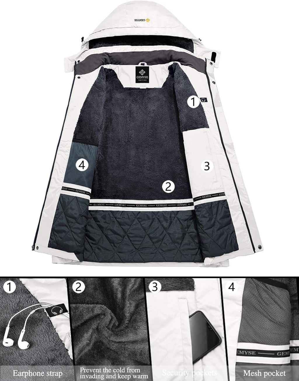 Women'S Ski Snow Jacket Warm Winter Waterproof Coat Snowboard Rain Jacket Hooded Windproof Windbreaker