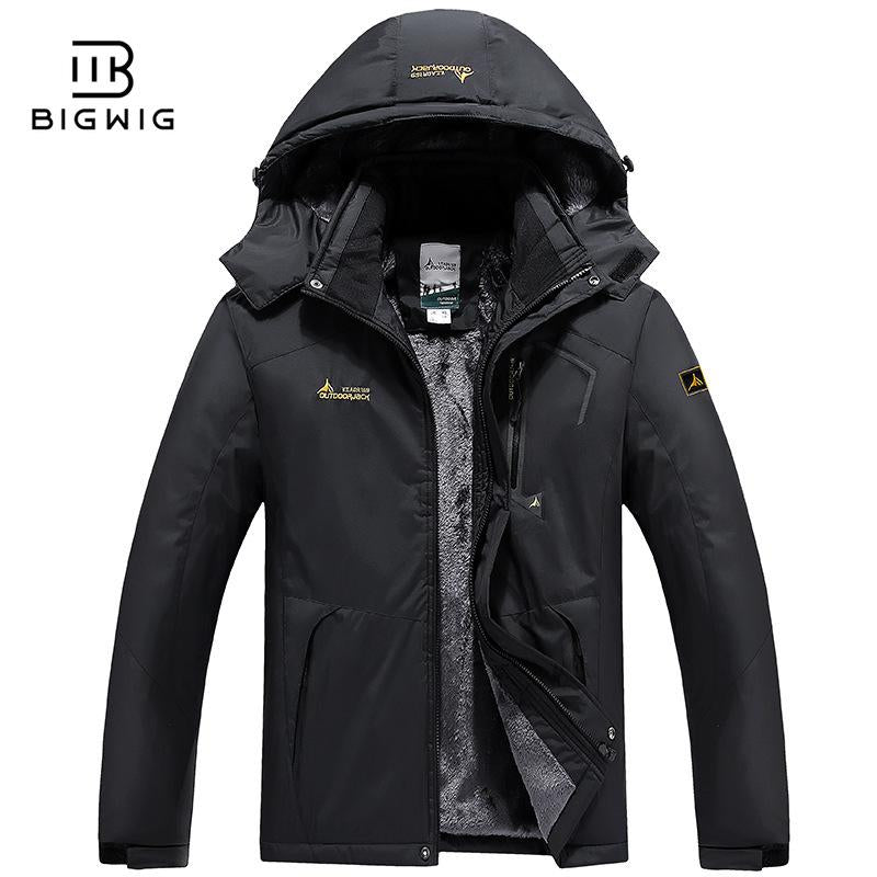 BIGWIG Men'S Waterproof Ski Snow Jacket 【Plus Size,M-6Xl】Mountain Rain Jackets Fleece Outwear with Muti Pockets Winter Coat Outdoor Clothing Windbreaker Fits