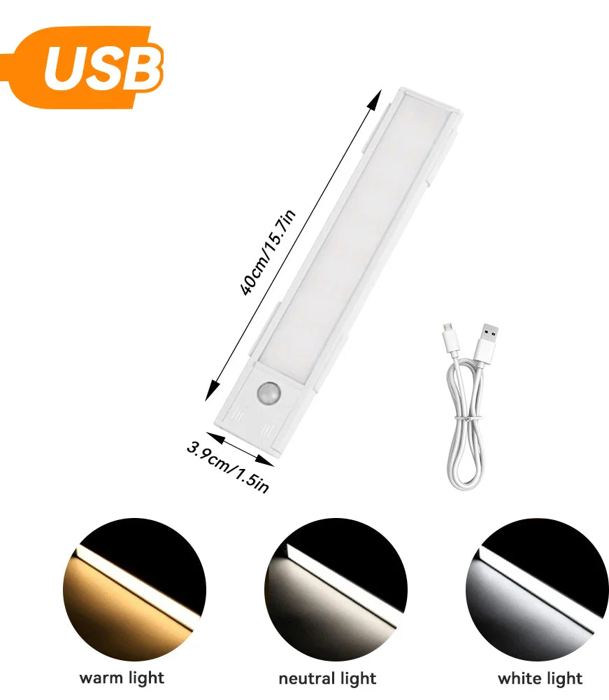 LED Motion Sensor Light Night Light USB under Cabinet Light for Kitchen Cabinet Bedroom Wardrobe Sensor Indoor Lighting