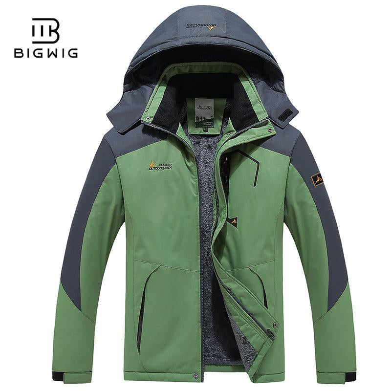 BIGWIG Men'S Waterproof Ski Snow Jacket 【Plus Size,M-6Xl】Mountain Rain Jackets Fleece Outwear with Muti Pockets Winter Coat Outdoor Clothing Windbreaker Fits