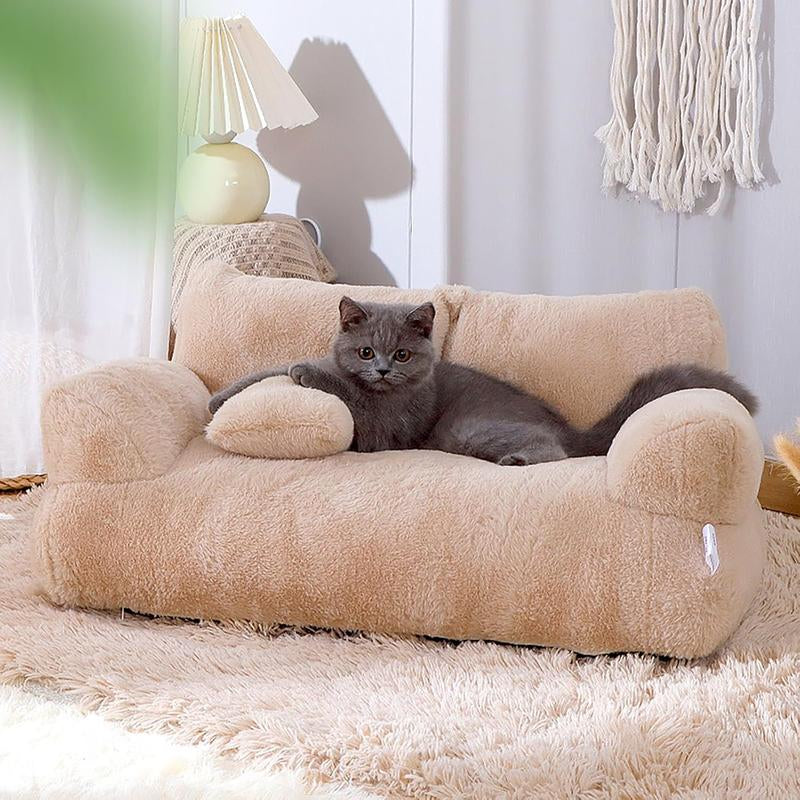 Plush Sofa Bed for Dogs Calming Pet Sofa Washable Cat Beds for Medium Small Dogs Cats Memory Foam Removable Washable Pet Sof with Non Slip Bottom
