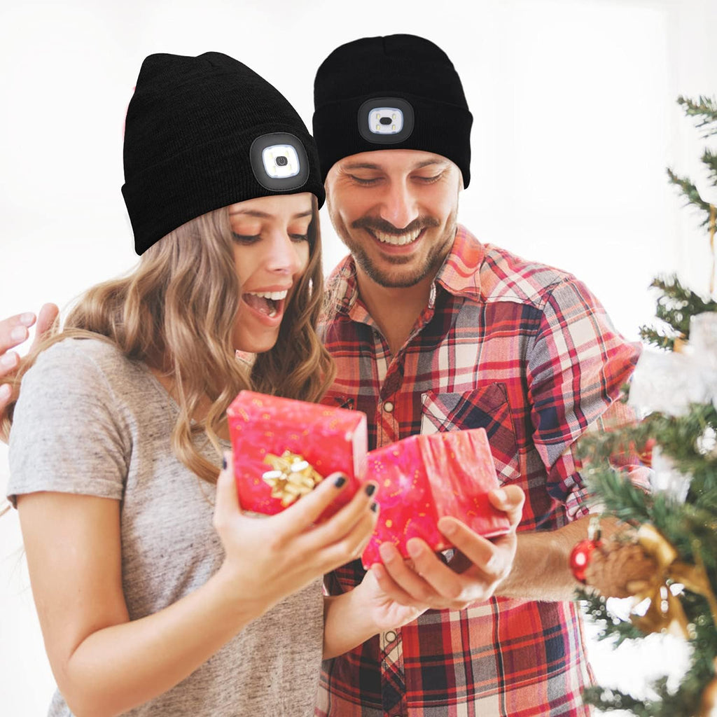 Beanie Hat with Light Winter Knit Lighted Headlight Hats USB Rechargeable