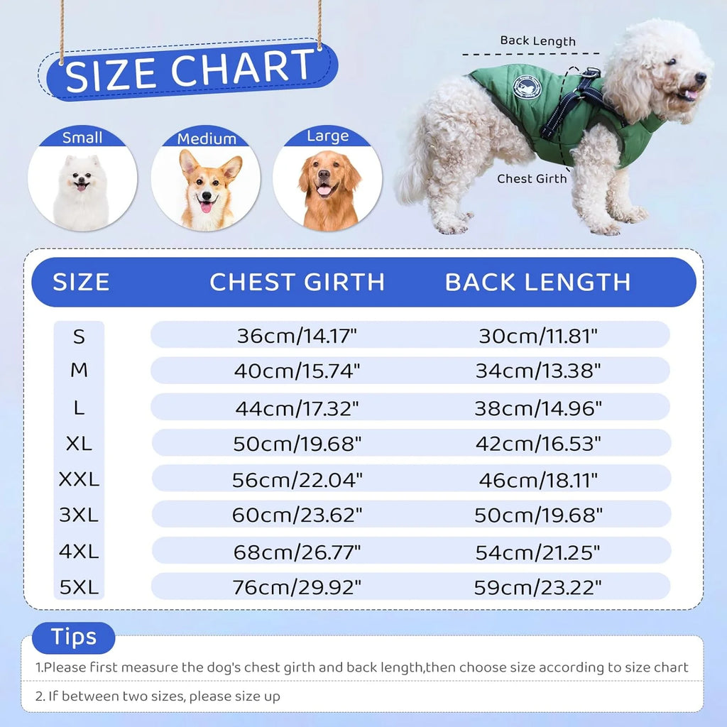 Dog Clothes for Small Dogs Dog Coat Waterproof Winter Jacket Warm Vest Dog Clothes Dog Coat Warm Winter Dog Jacket with Dog Harness for Small Medium Large Dogs