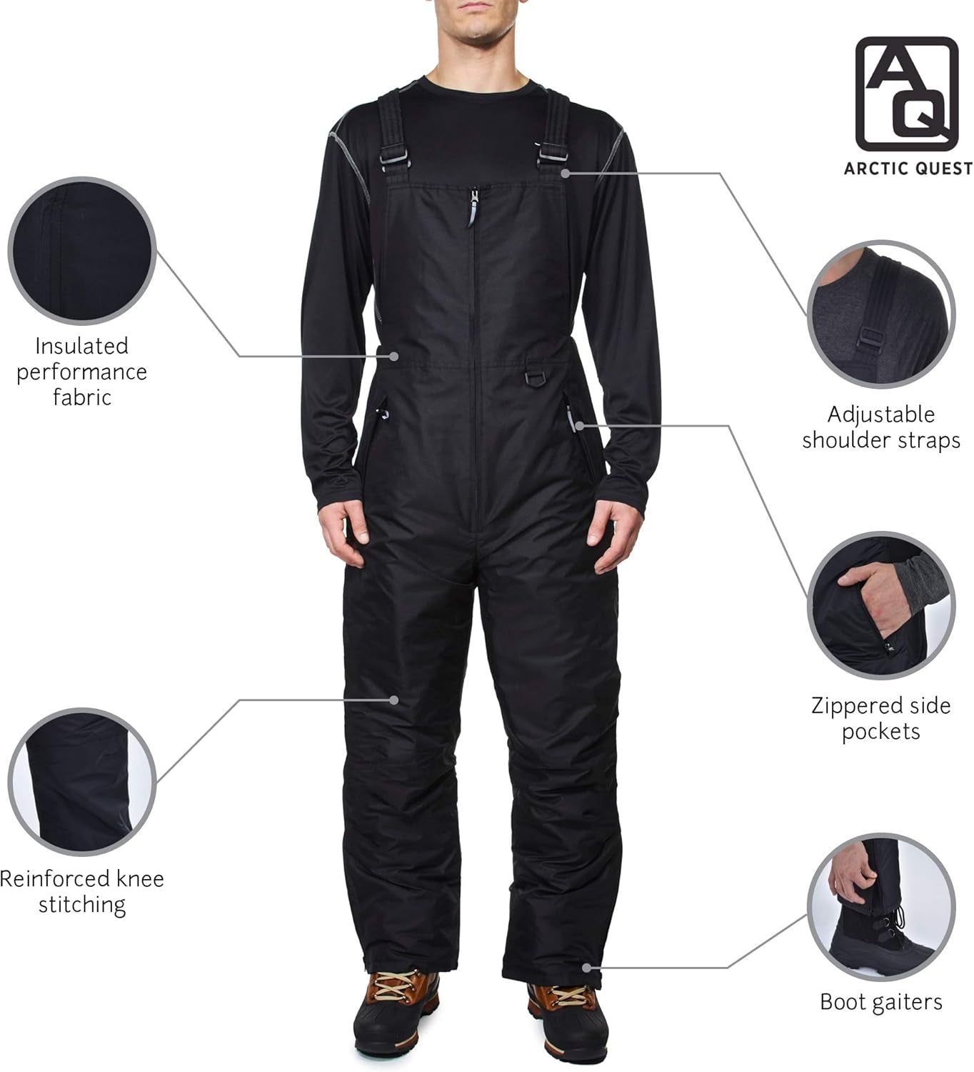 Mens Insulated Snow and Ski Bib Overalls Snow Pants Snowboard Mens Overalls for Fishing, Hunting, Snowmobiling