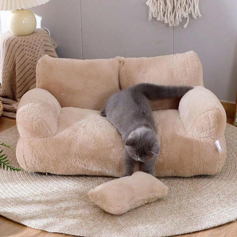 Plush Sofa Bed for Dogs Calming Pet Sofa Washable Cat Beds for Medium Small Dogs Cats Memory Foam Removable Washable Pet Sof with Non Slip Bottom
