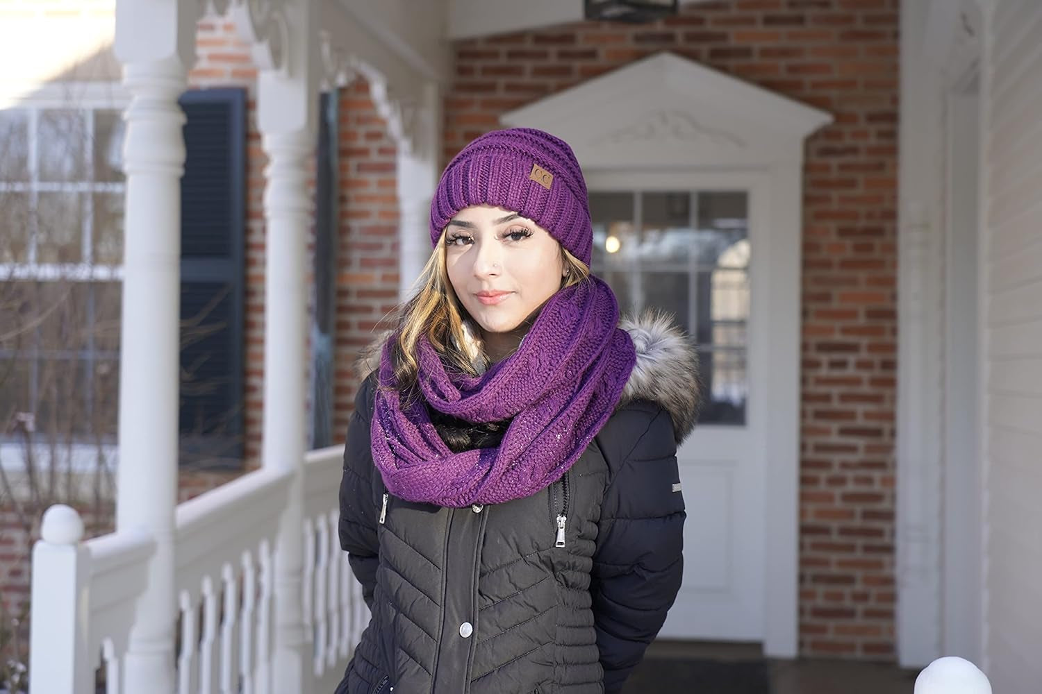 Slouchy Beanie & Infinity Scarf Gift Set – Matching Winter Accessories Sets for Women, Oversized Hat and Scarves