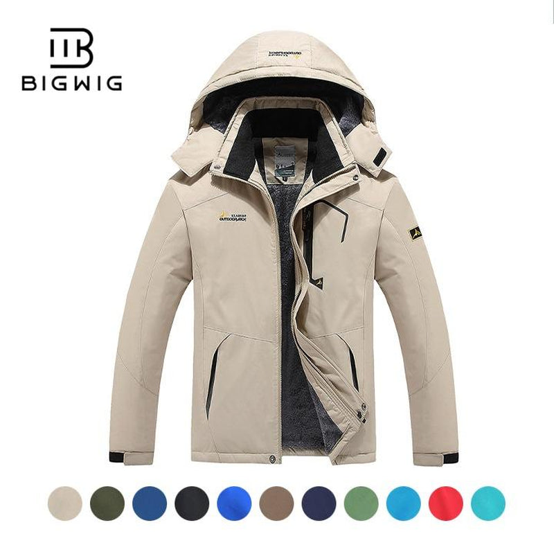 BIGWIG Men'S Waterproof Ski Snow Jacket 【Plus Size,M-6Xl】Mountain Rain Jackets Fleece Outwear with Muti Pockets Winter Coat Outdoor Clothing Windbreaker Fits