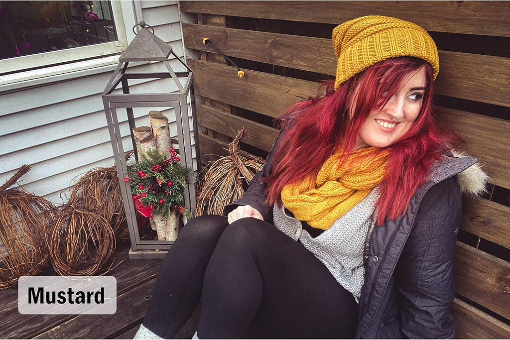 Slouchy Beanie & Infinity Scarf Gift Set – Matching Winter Accessories Sets for Women, Oversized Hat and Scarves