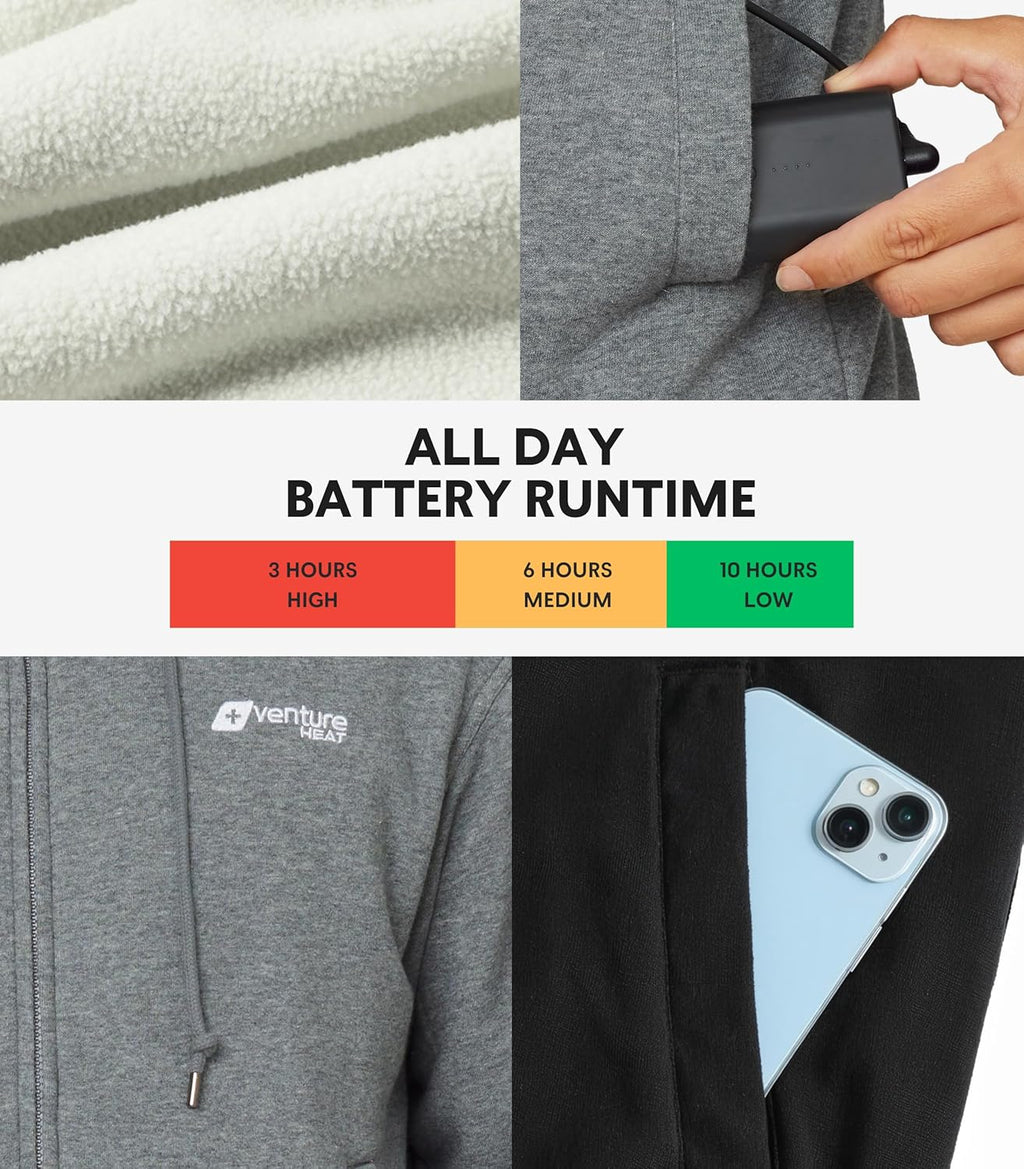 Heated Jacket Hoodie for Men & Women – Winter Coat, Outdoor Clothing, Bluetooth Controlled with 3 Adjustable Heating Zones