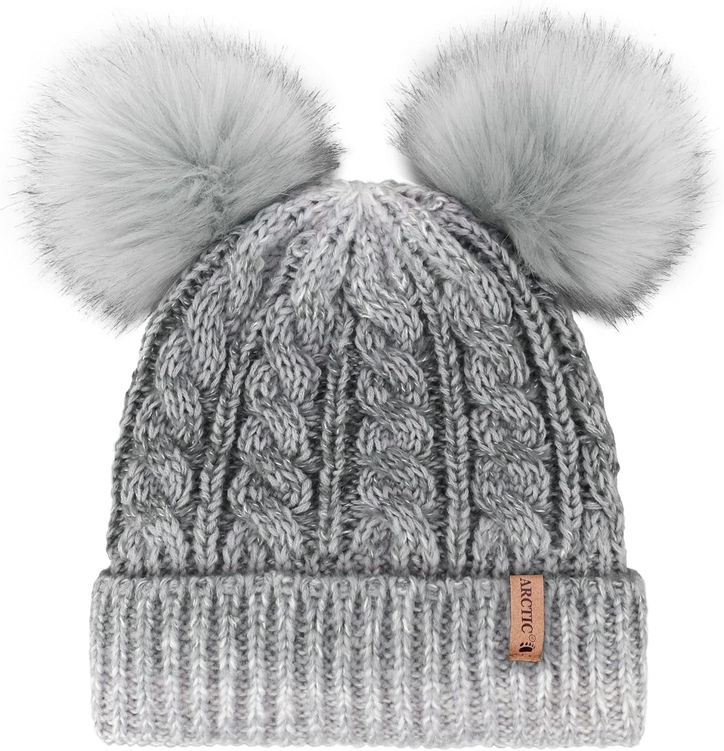 Pom Pom Beanie Cable Knit Fleece Lined Winter Beanie Women Hat