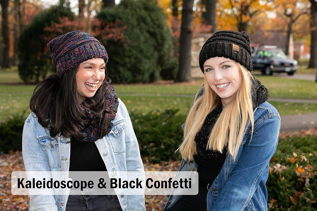 Slouchy Beanie & Infinity Scarf Gift Set – Matching Winter Accessories Sets for Women, Oversized Hat and Scarves
